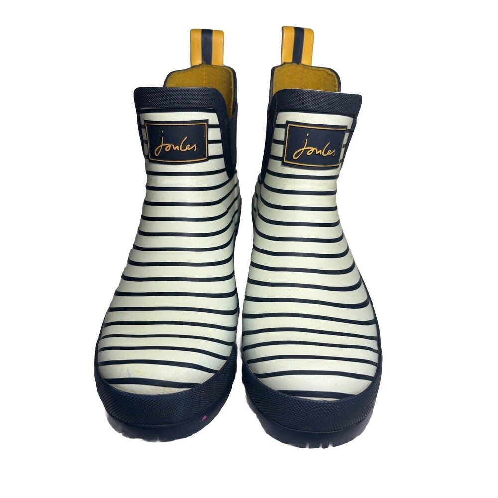 Joules Black and White Striped Winter Boots